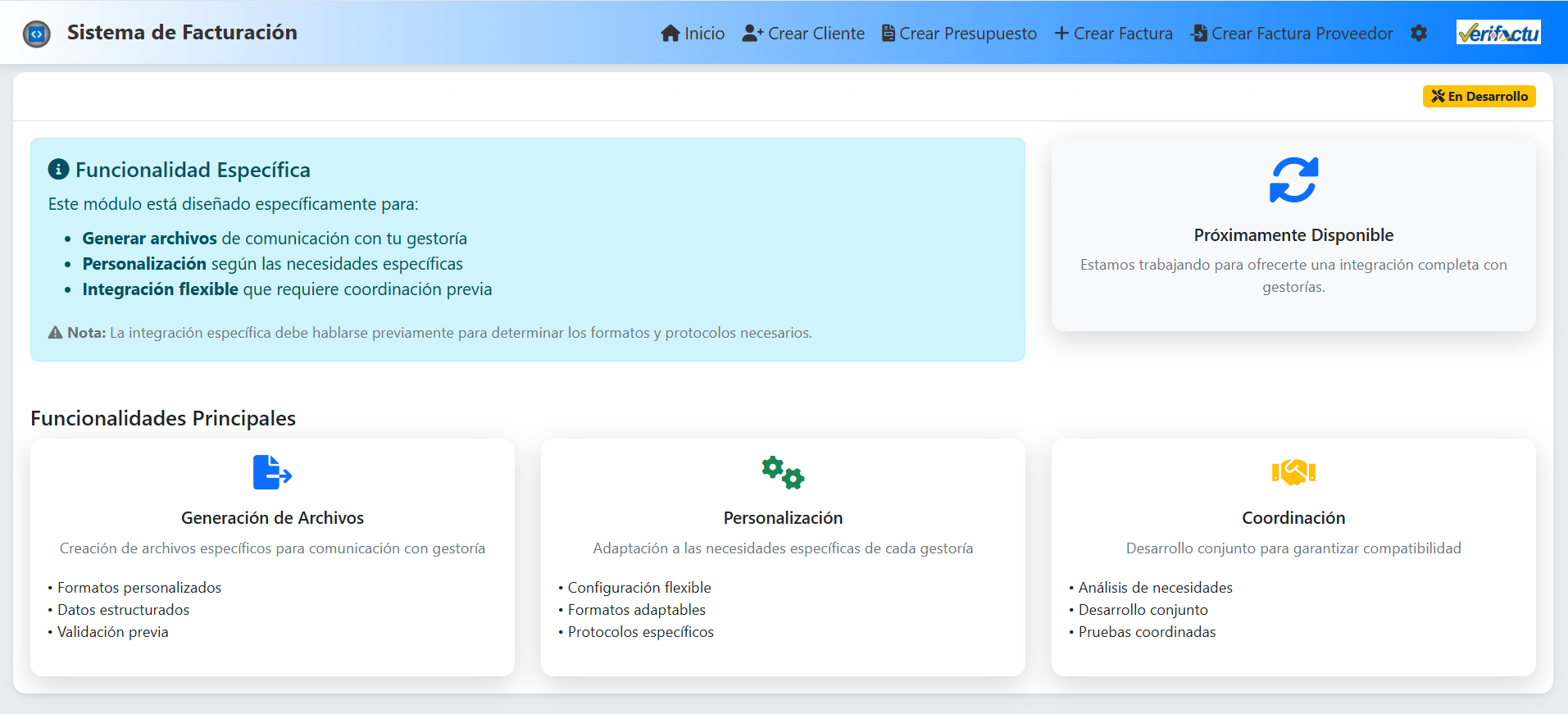 Integración con Gestoría