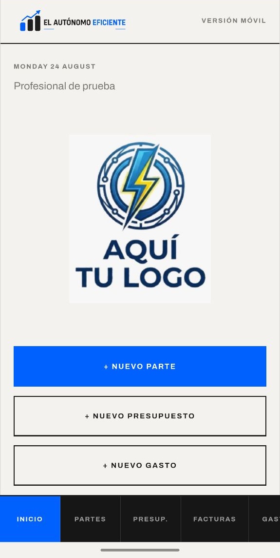Inicio móvil para gestionar un trabajo