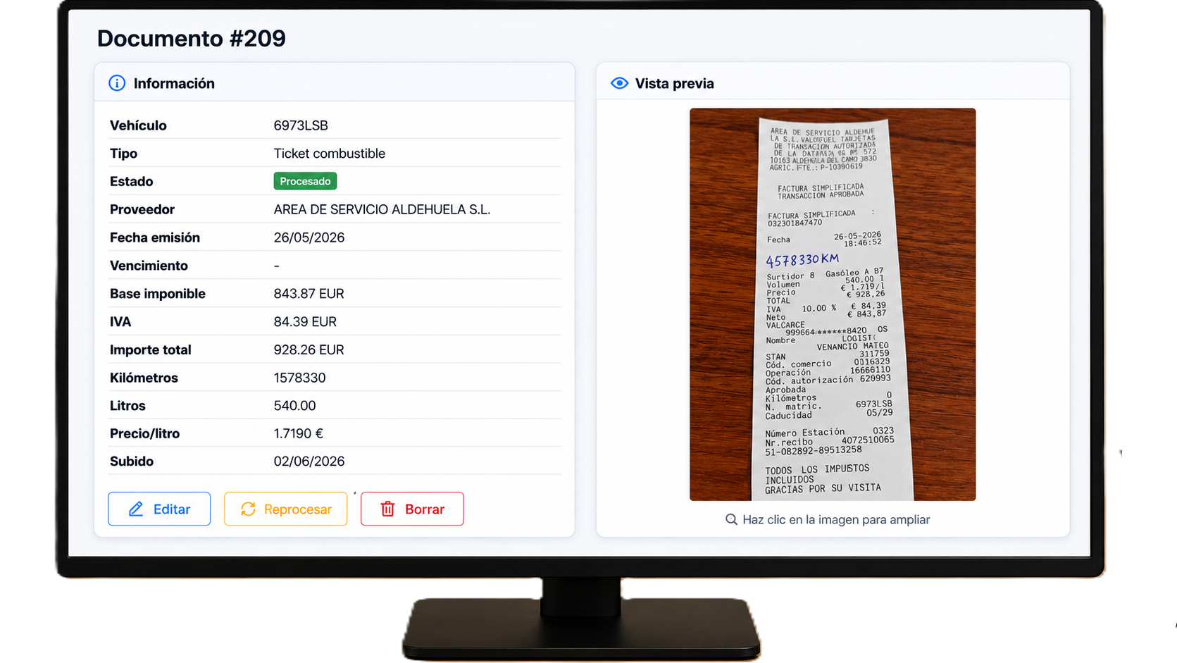 Digitalización de documentos con móvil y panel ordenado